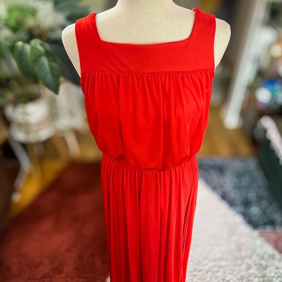 Vintage 1970s Ayres Unlimited Red Maxi Dress | Greek Goddess | Size 10 - Picture 5 of 16